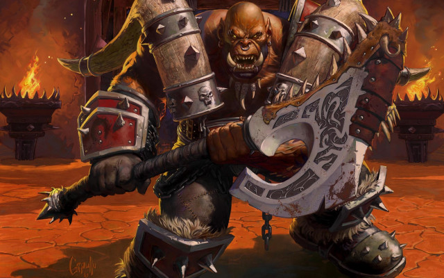 Cartoon axe demon flames battle free wallpaper for desktop - medium preview image