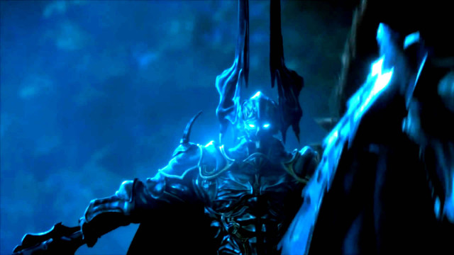 Blue suit sword glowing eyes free wallpaper for desktop - medium preview image