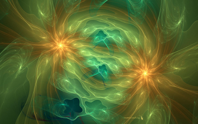 Green yellow flower fractal psychedelic free wallpaper for desktop - medium preview image
