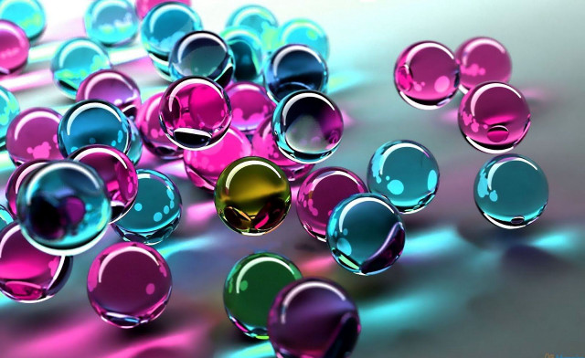 Colorful balls floating table white free wallpaper for desktop - medium preview image