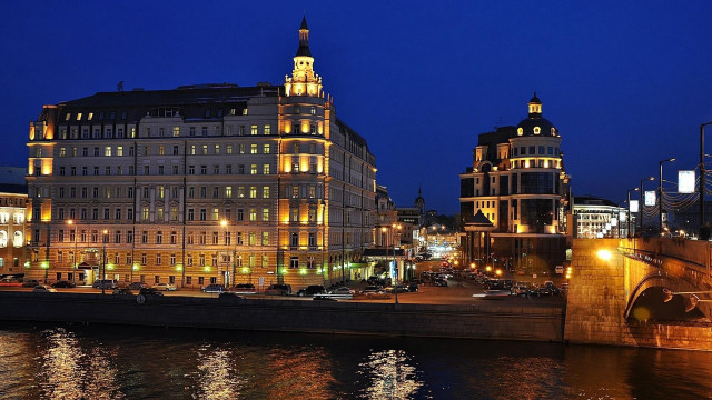 City bridge building night lights free wallpaper for desktop - medium preview image