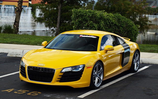 Yellow car parking lot tree free wallpaper for desktop - medium preview image