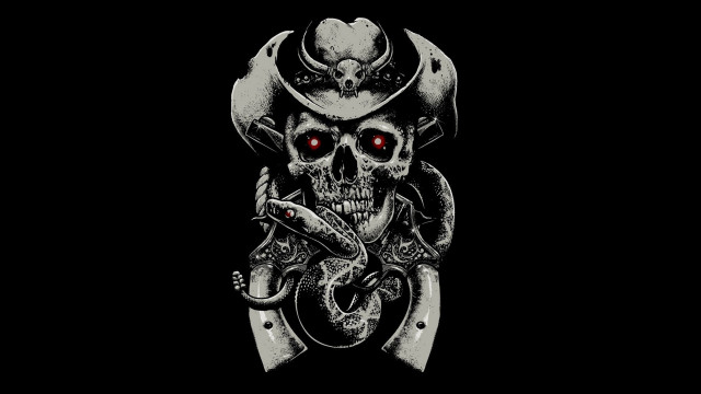 Skull cowboy hat guns side free wallpaper for desktop - medium preview image