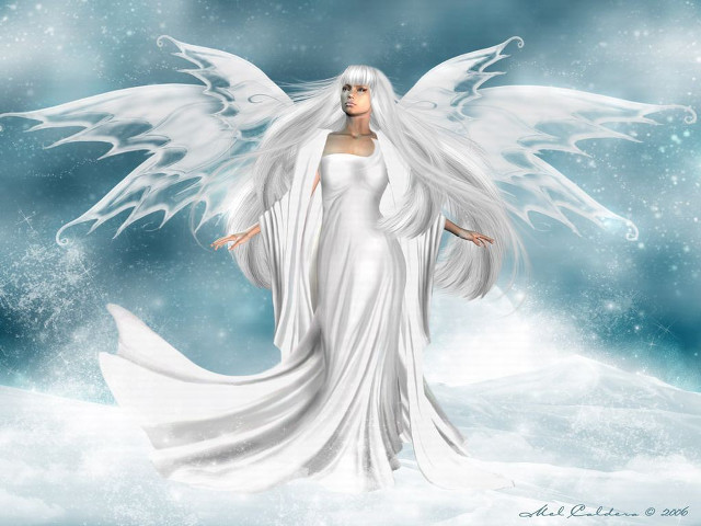 White angel snow arms spread free wallpaper for desktop - medium preview image