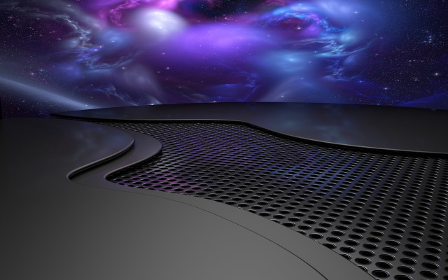 Futuristic space scene aurora moon free wallpaper for desktop - medium preview image