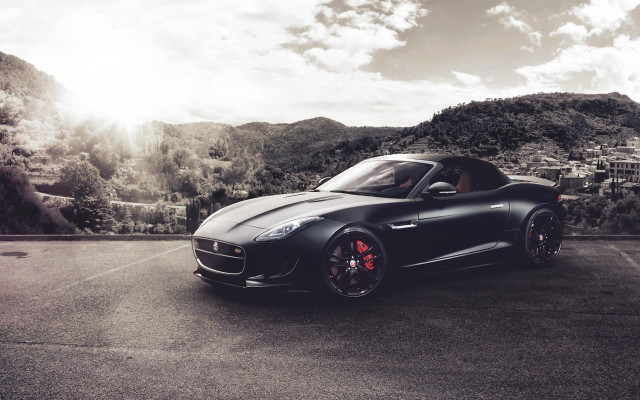 Black sports car mountain clouds free wallpaper for desktop - medium preview image