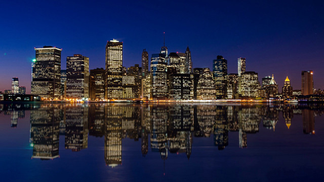 City skyline night reflection architecture #2 free wallpaper for desktop - medium preview image