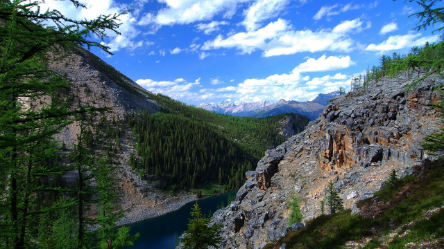 Mountain lake trees clouds sky #2 free wallpaper for desktop - medium preview image