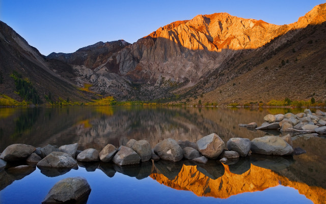 Mountain range reflection lake rocks #3 free wallpaper for desktop - medium preview image