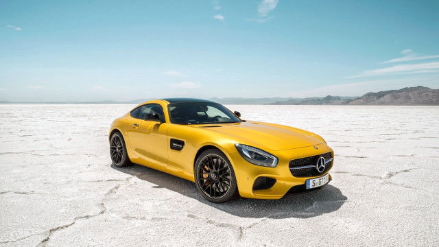 Yellow sports car desert sky #3 free wallpaper for desktop - medium preview image