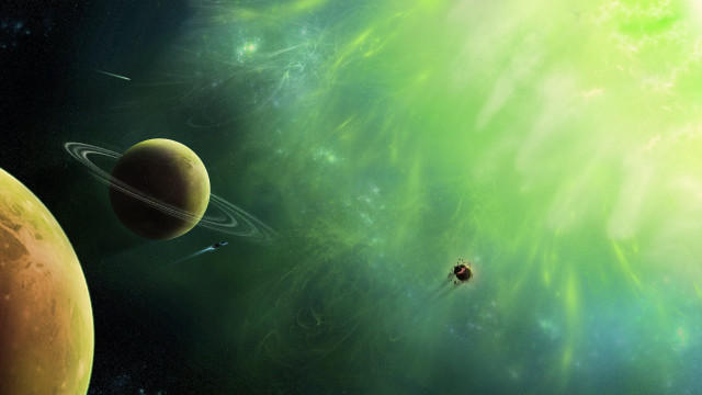 Space station aurora milky way free wallpaper for desktop - medium preview image