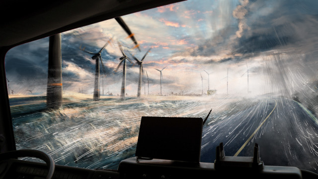 Wind farm highway laptop outdoor free wallpaper for desktop - medium preview image