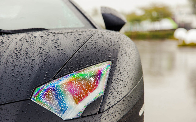 Rainbow sticker car wet photorealism free wallpaper for desktop - medium preview image
