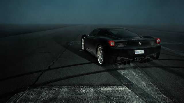 Black sports car night fog #2 free wallpaper for desktop - medium preview image