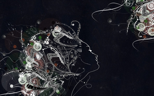 Woman face white swirls constellation free wallpaper for desktop - medium preview image