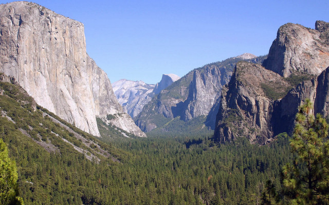Mountain range valley forest lake free wallpaper for desktop - medium preview image