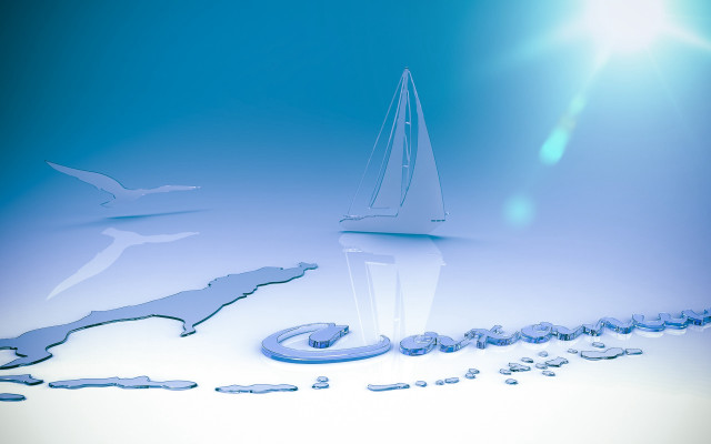 Sailboat world map bird 3d free wallpaper for desktop - medium preview image