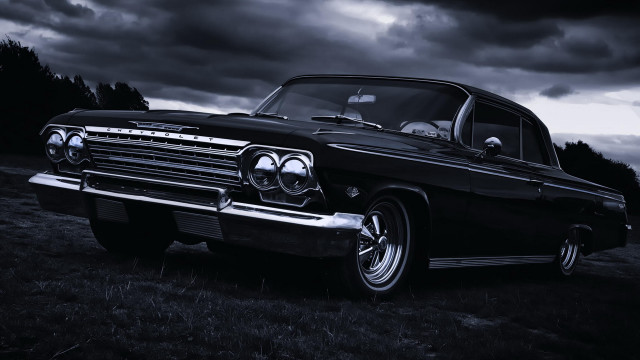 Classic car skull hood gothic free wallpaper for desktop - medium preview image