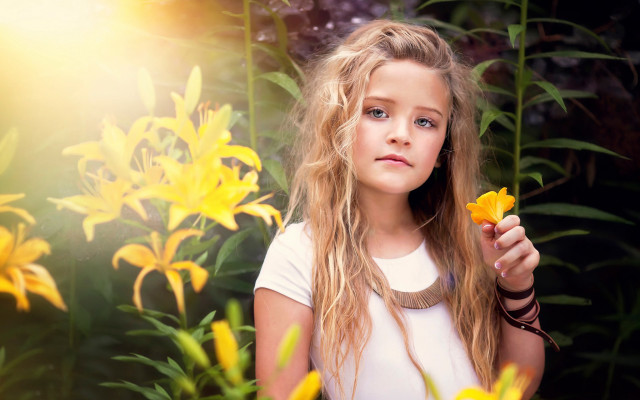 Girl flower smile outdoors nature free wallpaper for desktop - medium preview image