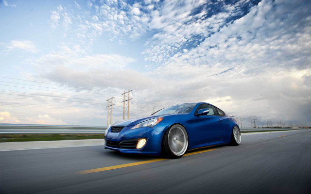 Blue car road cloudy sky #2 free wallpaper for desktop - medium preview image