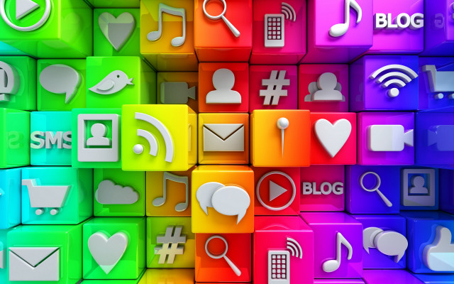 Colorful icons technology background digital free wallpaper for desktop - medium preview image