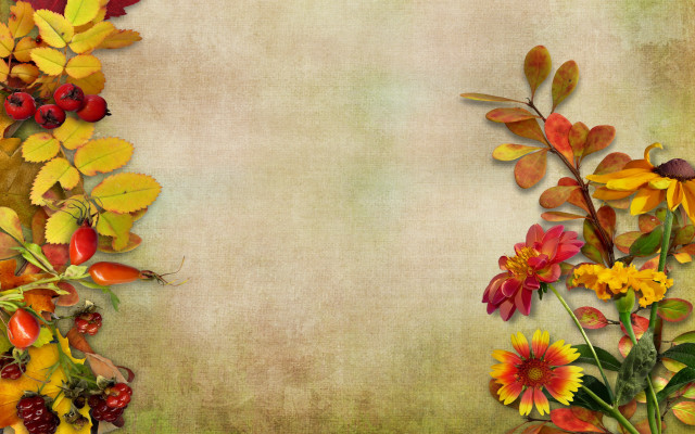 Flowers leaves paper background folk free wallpaper for desktop - medium preview image