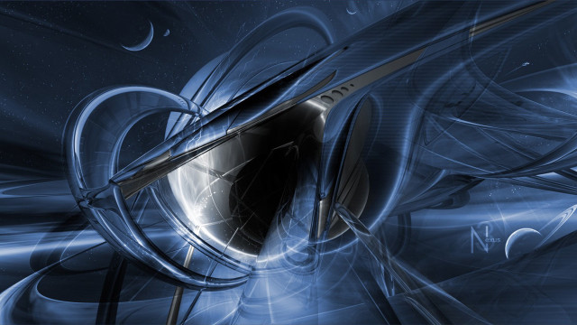 Futuristic blue biomechanical space aurora free wallpaper for desktop - medium preview image