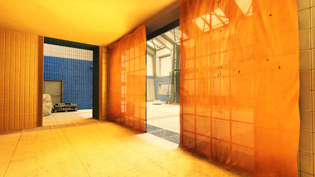 Sunset room blue tiles orange free wallpaper for desktop - medium preview image