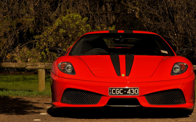 Red sports car wooden fence #2 free wallpaper for desktop - medium preview image