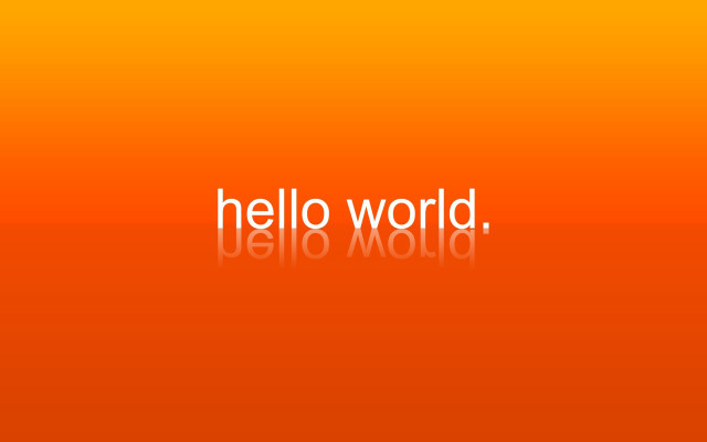 Hello world orange reflection typographic free wallpaper for desktop - medium preview image