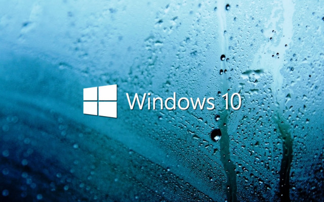 Window10 logo water droplets rainy free wallpaper for desktop - medium preview image