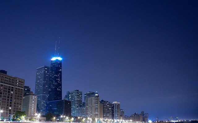 Cityscape night skyline bridge tower free wallpaper for desktop - medium preview image