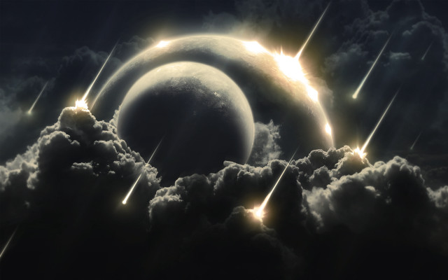 Moon halo light rays clouds free wallpaper for desktop - medium preview image