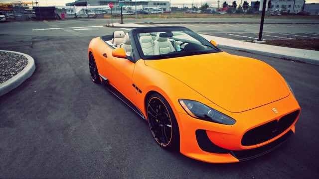 Bright orange sports car parking #9 free wallpaper for desktop - medium preview image