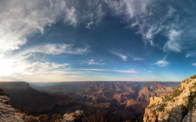 Canyon view clouds bench mountains free wallpaper for desktop - medium preview image