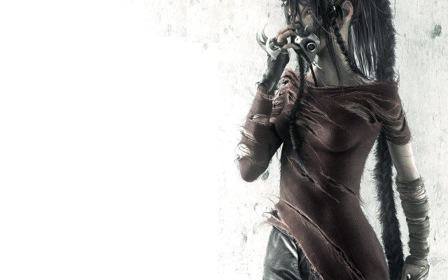 Woman dreadlocks dress cellphone biopunk free wallpaper for desktop - medium preview image