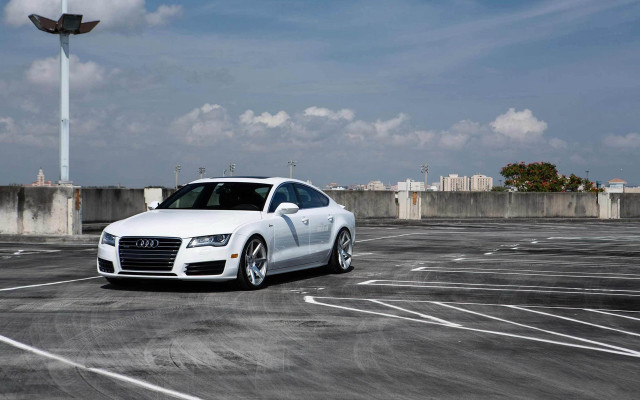 White car parking lot light free wallpaper for desktop - medium preview image