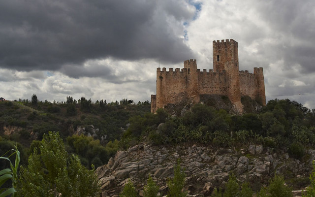 Castle hill clouds trees medieval free wallpaper for desktop - medium preview image