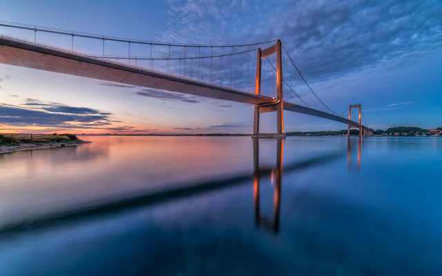 Bridge water sunset clouds matte #3 free wallpaper for desktop - medium preview image