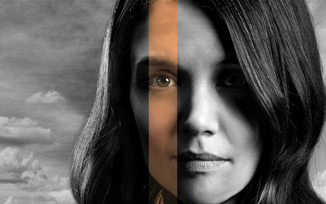 Woman black shirt cross portrait free wallpaper for desktop - medium preview image