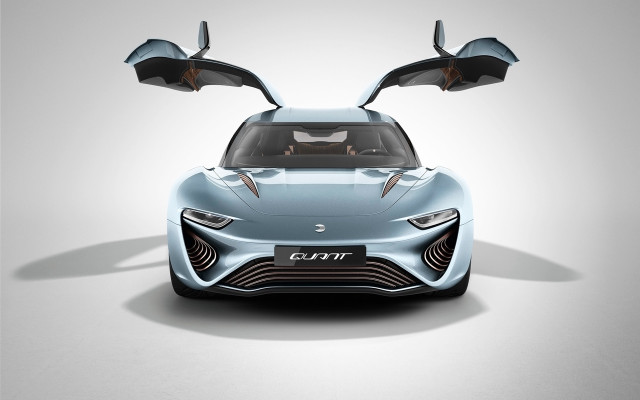 Blue sports car hood open free wallpaper for desktop - medium preview image