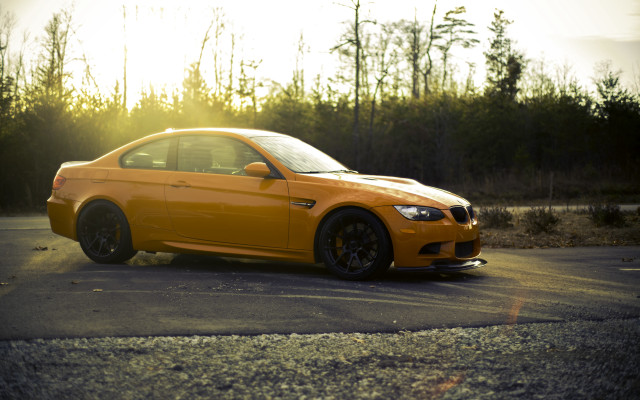 Yellow car parking lot backlit free wallpaper for desktop - medium preview image