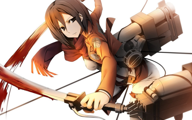 Woman bow arrow mikasa uniform free wallpaper for desktop - medium preview image