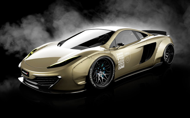 Gold sports car black background free wallpaper for desktop - medium preview image