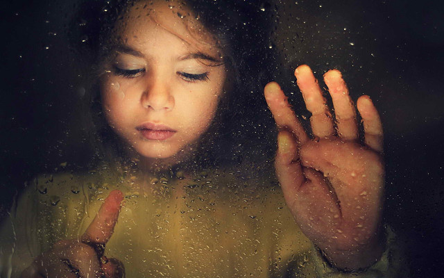 Girl window rain drops aurora free wallpaper for desktop - medium preview image