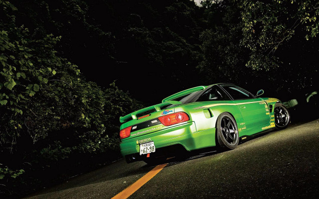 Green car night astronaut fireworks free wallpaper for desktop - medium preview image