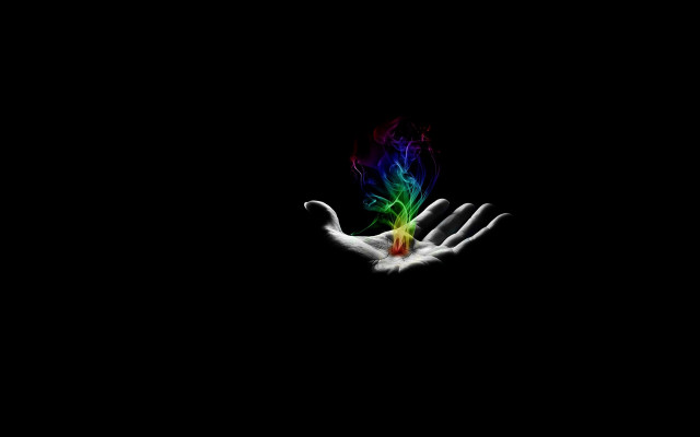 White hand colorful illusion digital free wallpaper for desktop - medium preview image