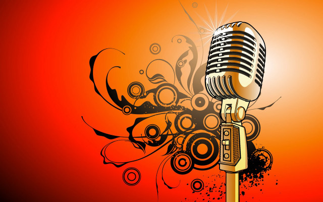 Microphone floral red background black free wallpaper for desktop - medium preview image