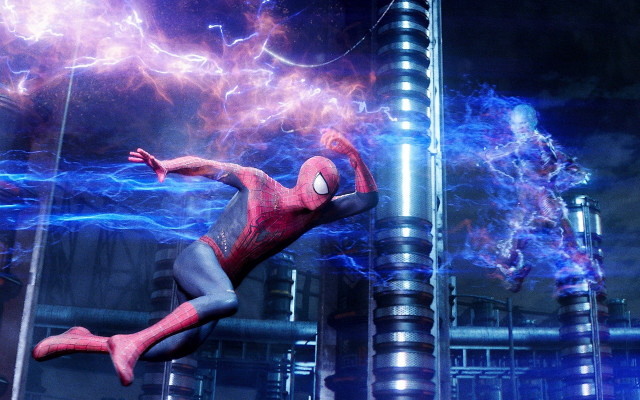 Spiderman lightning blueflame cityscape galaxy free wallpaper for desktop - medium preview image