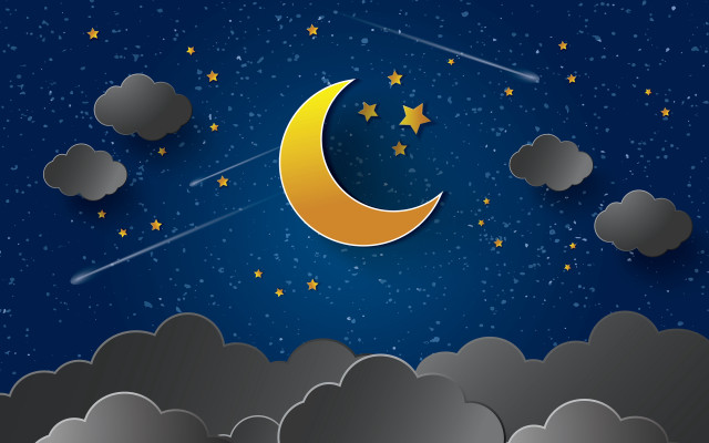Night sky stars crescent moon #2 free wallpaper for desktop - medium preview image